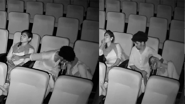 Couple Threesome Kissing in Cinema Hall – CCTV Cam Mms